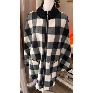 Le Moda Black and White Buttalo Check Zip Up Kimono